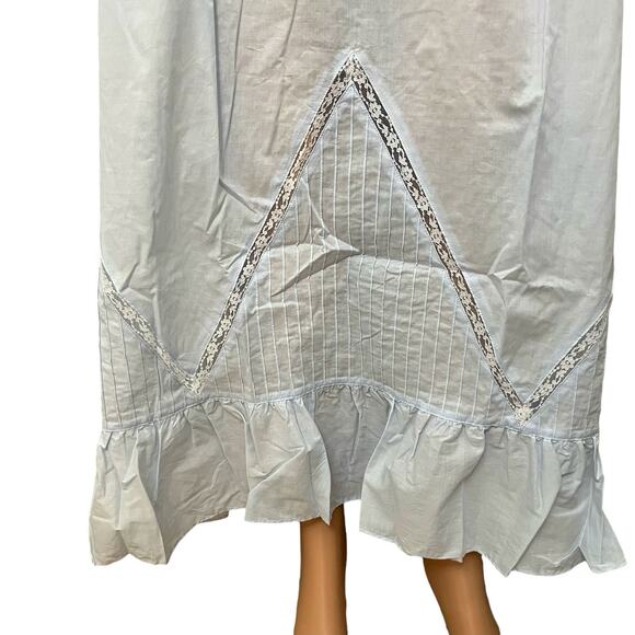 Eileen West Cotton Maxi Nightgown XL Blue Coquette Cottagecore Ruffle Prairie - Picture 3 of 9